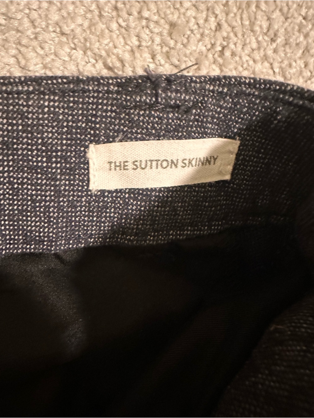 LOFT Navy Textured Jacket with Cream Sherpa Trim - Picture 2 of 4
